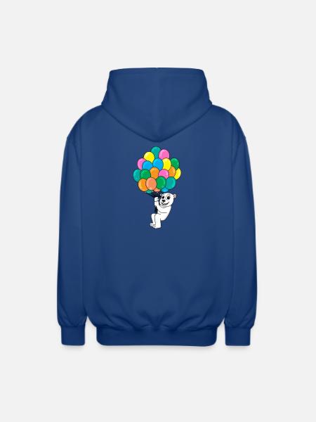 Polar bear balloon - Unisex Hooded Jacket - royal blue