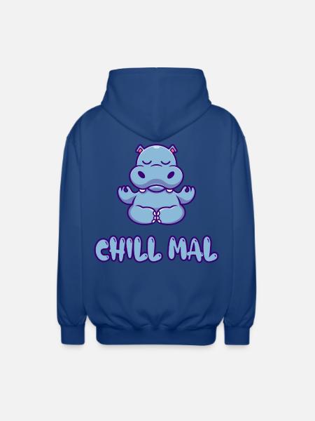 Chill Mal Hippo Meditation - Unisex Kapuzenjacke - Royalblau