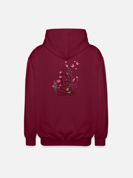 Skin-flowered - Unisex Hooded Jacket - bordeaux