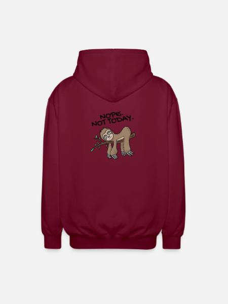 Sloth Nope not today - Unisex Hooded Jacket - bordeaux