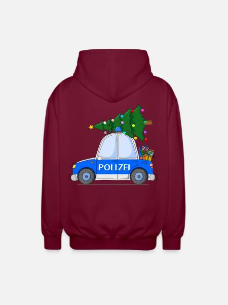 Police Car Christmas - Unisex Hooded Jacket - bordeaux