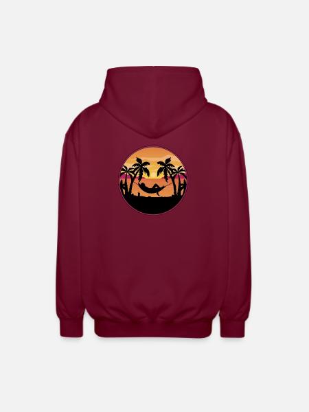 Palm Trees Hammock Sunset - Unisex Hooded Jacket - bordeaux