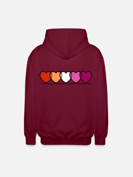 Lesbe lesbisch Herzen - Unisex Kapuzenjacke - Bordeaux