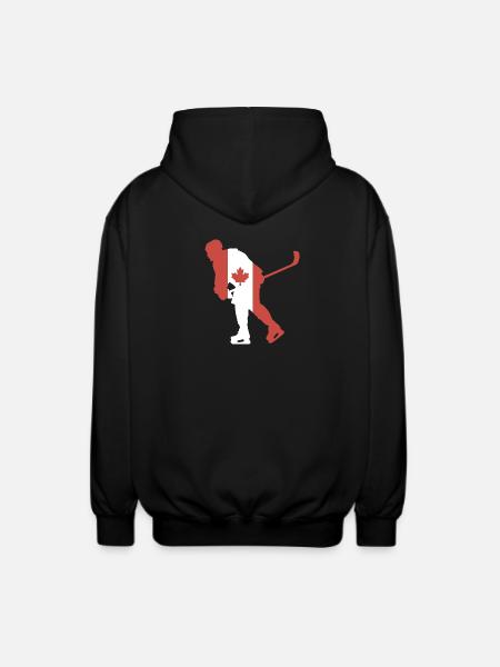 Hockey player Canada flag - Unisex Hooded Jacket - black