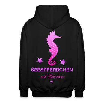 rosa seepferdchen mit sternchen Schwimmabzeichen - Unisex Kapuzenjacke - Schwarz - Hinten - AI Model Male 185 light (185cm)