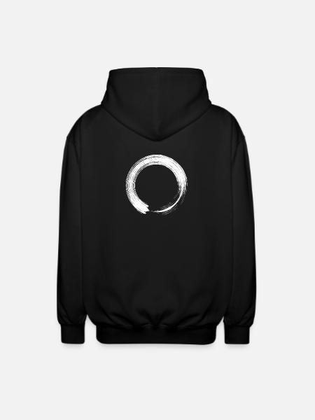 Circle design icon brush white - Unisex Hooded Jacket - black