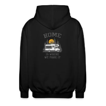 Camper Camping Motorhome - Unisex Hooded Jacket - black - Back - AI Model Male 185 light (185cm)