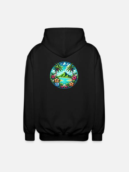 Caribbean Island Logo - Unisex Hooded Jacket - black