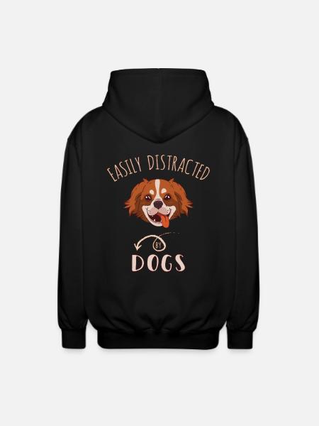 Easily Distracted By Dogs - Unisex Hooded Jacket - black