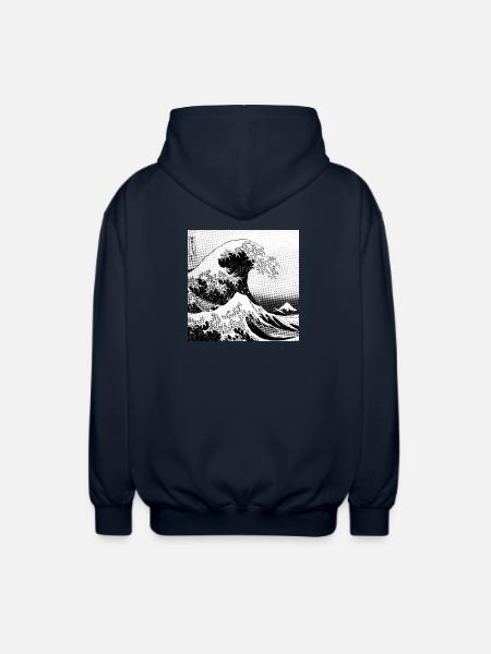 Japanese wave Kanagawa Style bd - Unisex Hooded Jacket - navy