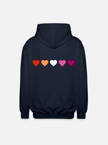 Lesbian Lesbian Lesbian Hearts - Unisex Hooded Jacket - navy