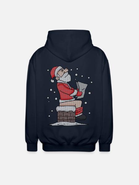 Père Noël assis sur la cheminée drôle - Veste à capuche unisexe - marine