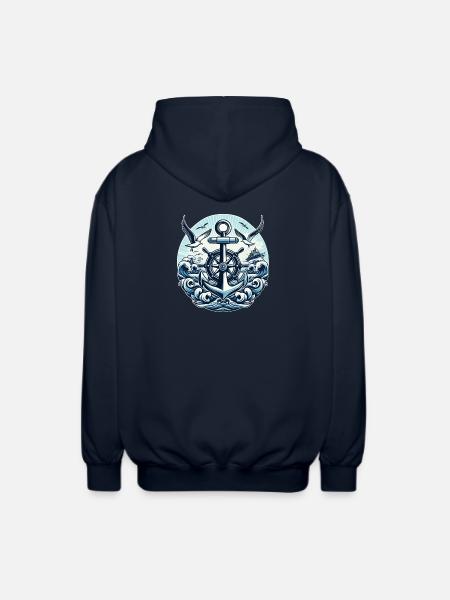 Anker Steuerrad Logo - Unisex Kapuzenjacke - Navy
