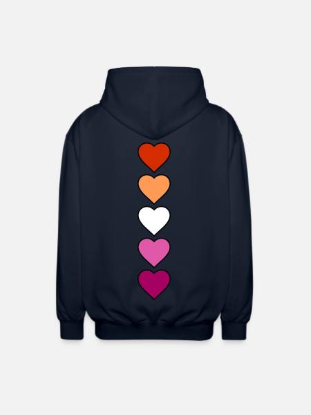 Lesbian Lesbian Hearts - Unisex Hooded Jacket - navy