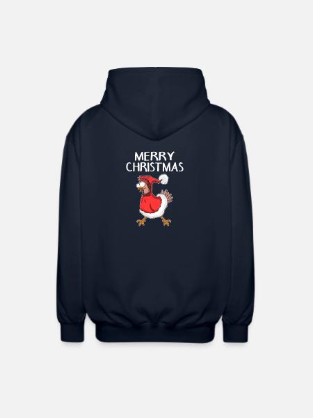 Christmas Chicken Merry Christmas - Unisex Hooded Jacket - navy