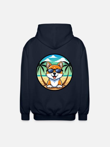 Hokkaido Hondenras Cartoon Zonnebril Strand - Uniseks zip hoodie - navy