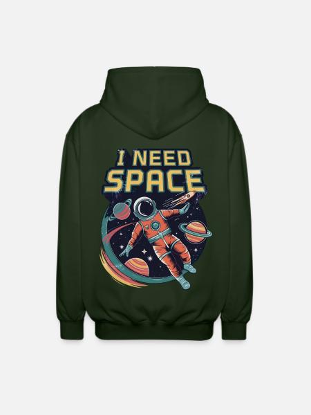 I Need Space - Unisex Hooded Jacket - forest green