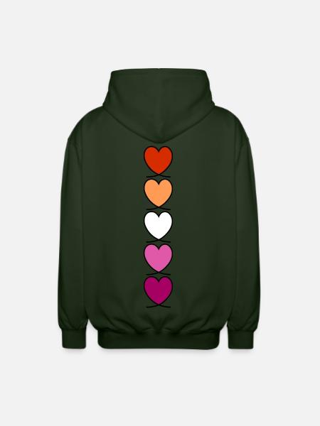 Lesbian Lesbian Lesbian Hearts - Unisex Hooded Jacket - forest green