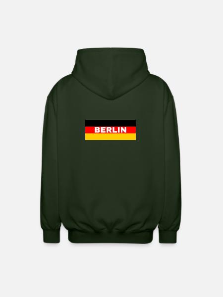 Berlin City in German Flag - Unisex Hooded Jacket - forest green