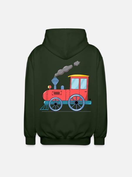 Children's train railway pink - Unisex Hooded Jacket - forest green