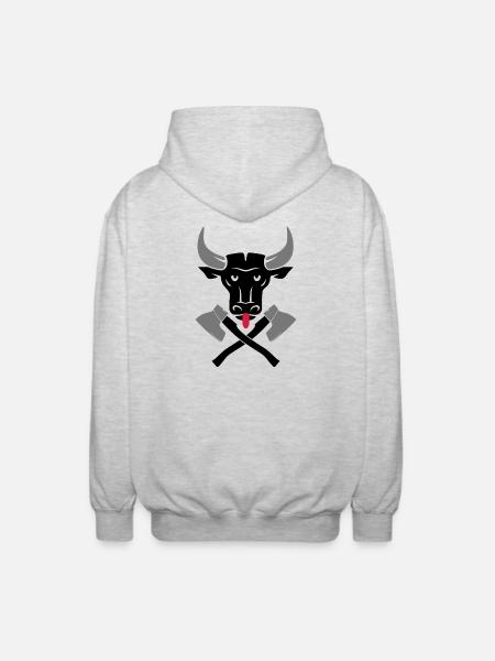 Stierkopf Bullenkopf Logo - Unisex Kapuzenjacke - Hellgrau meliert