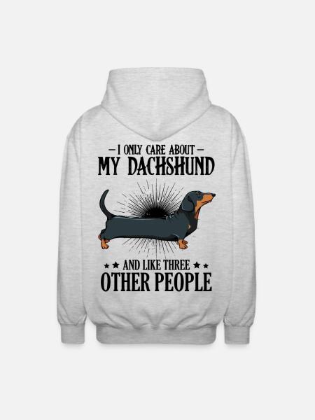 dachshund - Unisex Hooded Jacket - light heather grey