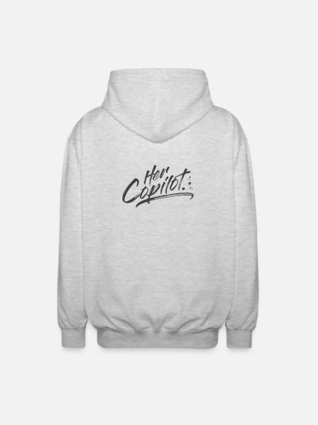 Her Copilot - Unisex Hooded Jacket - light heather grey