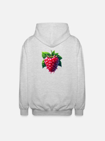 Runny leafy raspberry - Unisex Hooded Jacket - light heather grey