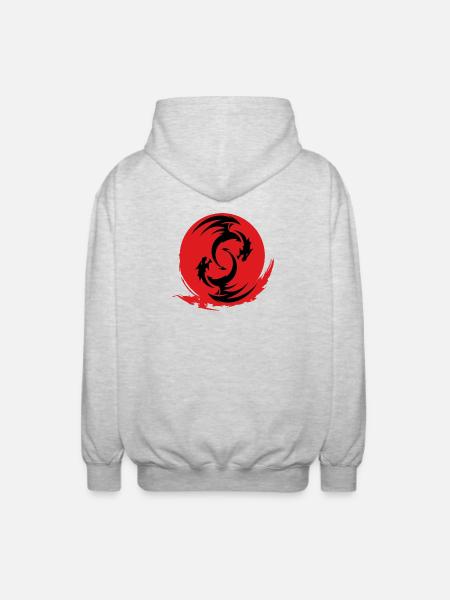 Red Dragon Circle - Unisex Hooded Jacket - light heather grey
