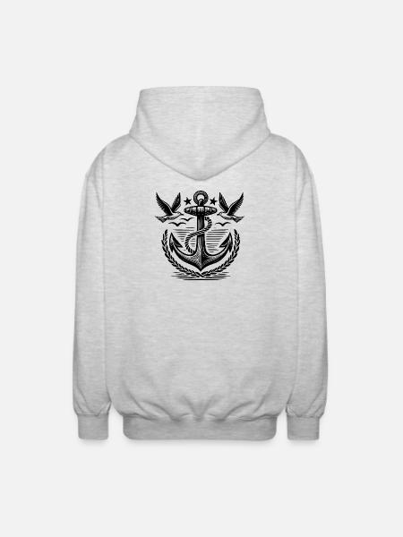 Anchor Seagulls Logo - Unisex Hooded Jacket - light heather grey