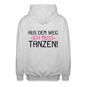 Aus dem Weg ich muss tanzen Spruch - Unisex Kapuzenjacke - Hellgrau meliert - Hinten - AI Model Male 185 light (185cm)
