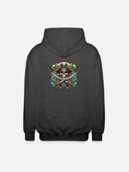 Pirate Logo - Unisex Hooded Jacket - charcoal grey