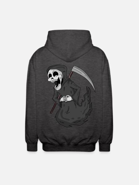 Grim Reaper laughs funny - Unisex Hooded Jacket - charcoal grey