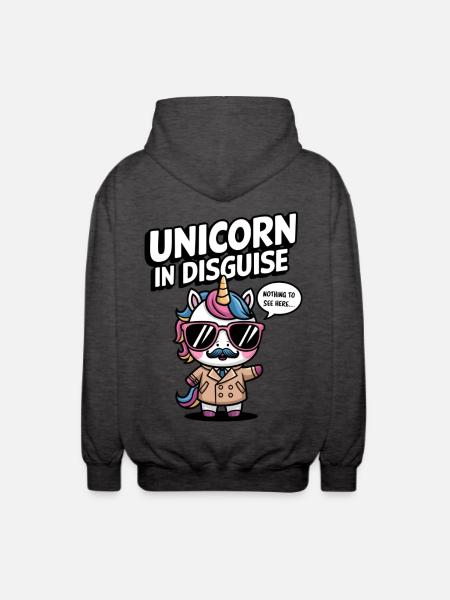 Unverkleidetes Einhorn - Unisex Kapuzenjacke - Anthrazit
