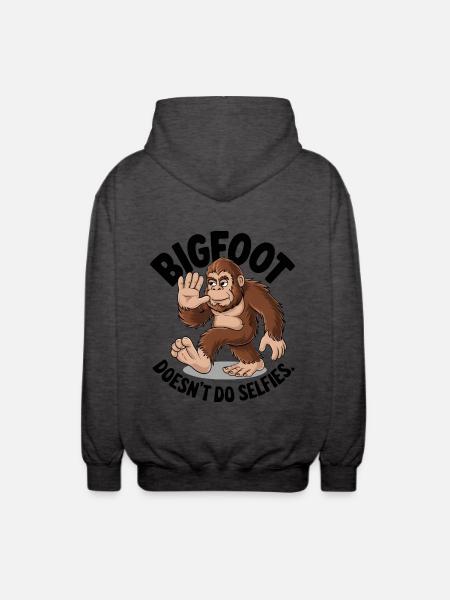 Bigfoot Doesn't Do Selfies - Unisex Hooded Jacket - charcoal grey