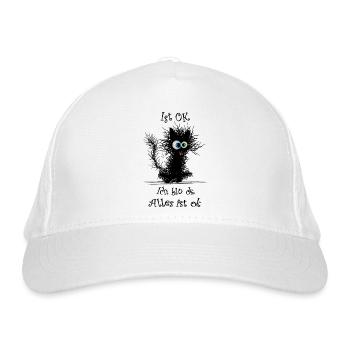 Katze Ich bin ok it`s fine - Bio-Baseballkappe - Weiß - Vorne