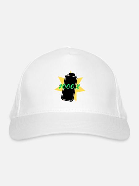 1000% energy - Organic Baseball Cap - white - Front