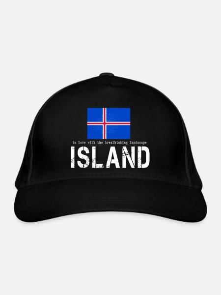 Island Iceland - Bio-Baseballkappe - Schwarz