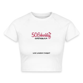 50 Geburtstag Gästebuch Deko Geschenk - Cropped Frauen Organic T-Shirt - Weiß - Vorne - AI Model Female 172 dark (172cm)
