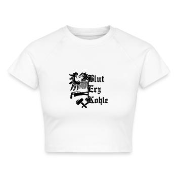 Blut Erz Kohle - Cropped Frauen Organic T-Shirt - Weiß - Vorne - AI Model Female 172 dark (172cm)