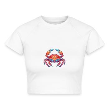 Krabbe buntes Aquarell Cartoon Kawaii Tier - Cropped Frauen Organic T-Shirt - Weiß - Vorne - AI Model Female 172 dark (172cm)