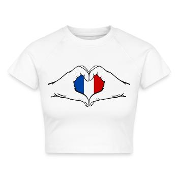 Frankreich Herzform mit Hände - Cropped Frauen Organic T-Shirt - Weiß - Vorne - AI Model Female 172 dark (172cm)