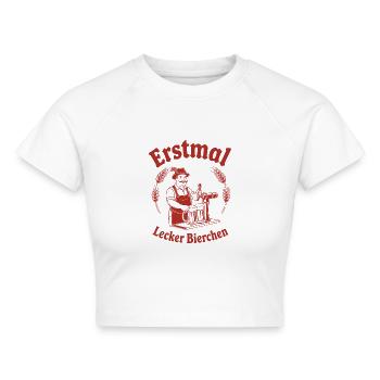 Erstmal lecker Bierchen - Cropped Frauen Organic T-Shirt - Weiß - Vorne - AI Model Female 172 dark (172cm)