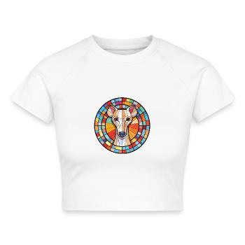 Whippet-Hunderasse Bunte Aquarell-Illustration - Cropped Frauen Organic T-Shirt - Weiß - Vorne - AI Model Female 172 dark (172cm)