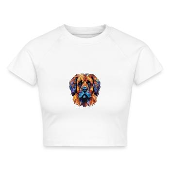 Leonberger Hunderasse Aquarell Glas Illustration - Cropped Frauen Organic T-Shirt - Weiß - Vorne - AI Model Female 172 dark (172cm)
