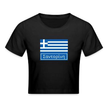 Santorini auf Griechisch geschrieben - Frauen Cropped T-Shirt - Schwarz - Vorne - Marisol (170cm)