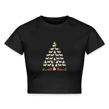 Schafshirte Weihnachten Hirte Schafe - Cropped Frauen Organic T-Shirt - Schwarz - Vorne - AI Model Female 172 light (172cm)