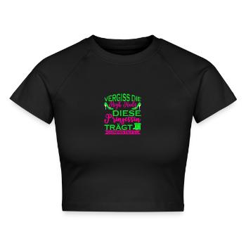 Vergiss Die High Heels Prinzessin Trägt Gummistief - Cropped Frauen Organic T-Shirt - Schwarz - Vorne - AI Model Female 172 light (172cm)