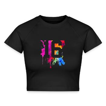16 JAHRE 16. GEBURTSTAG - Cropped Frauen Organic T-Shirt - Schwarz - Vorne - AI Model Female 172 light (172cm)
