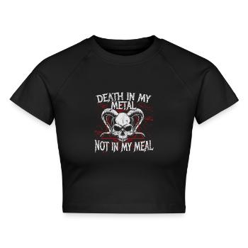 Vegan Metal - Cropped Frauen Organic T-Shirt - Schwarz - Vorne - AI Model Female 172 light (172cm)